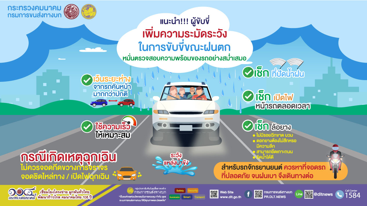 ขับขี่ขณะฝนตกให้ปลอดภัย ต้องทำอย่างไร